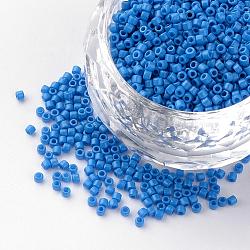 Baking Paint Cylinder Seed Beads, Uniform Size, Matte Style, Royal Blue, 1~1.5x1.5~2mm, Hole: 0.5mm, about 50g/bag, about 5000pcs/bag(SEED-R041-10)