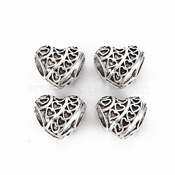 Tibetan Style Alloy European Beads Settings for Enamel, Cadmium Free & Lead Free, Heart, Antique Silver, 11.5x13.5x8mm, Hole: 5mm, about 300pcs/1000g(TIBEB-N007-010)