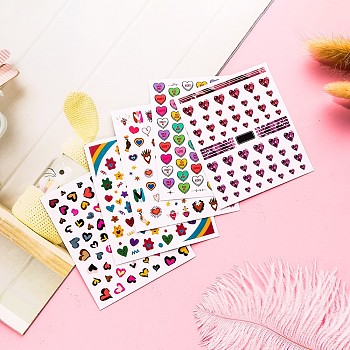 Faddish Nail Decals Stickers, Self-adhesive Colorful Nail Art Supplies, for Woman Girls DIY Nail Art Design, Mixed Patterns, 90x77mm
