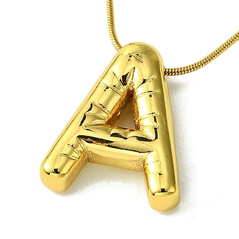 Ion Plating(IP) Initial Letter 304 Stainless Steel Pendant Necklaces, Real 18K Gold Plated, Letter A, 15.91 inch(40.4cm), pendant: 20.5x17mm