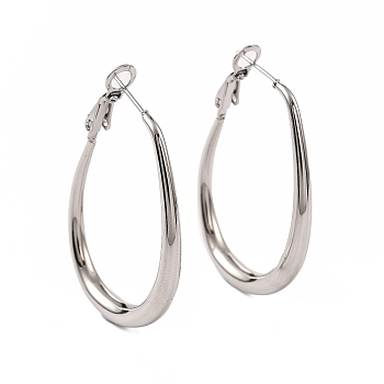 304 Stainless Steel Hoop Earrings for Women, Teardrop, Stainless Steel Color, 39x4mm, Pin: 0.7mm