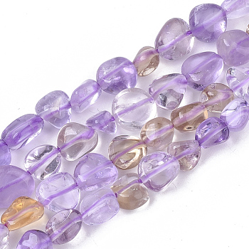 Natural Ametrine Beads Strands, Nuggets, Tumbled Stone, 5~11x5~8x3~6mm, Hole: 0.8mm, about: 52~56pcs/Strand, 15.94 inch(40.5cm)