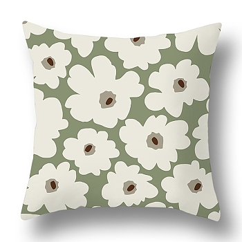 Green Series Nordic Style Geometry Abstract Polyester Throw Pillow Covers, Cushion Cover, for Couch Sofa Bed, Square, Flower, 440x440mm