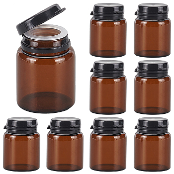 Glass Portable Cream Jar, Empty Refillable Cosmetic Containers, Amber Tone Vials, with Plastic Flip Lid & Inner Stopper, Column, Saddle Brown, 3x4.1cm, Capacity: 15g