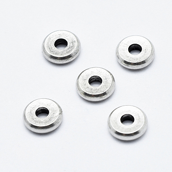 Brass Spacer Beads, Long-Lasting Plated, Cadmium Free & Nickel Free & Lead Free, Flat Round, Antique Silver, 6x1.5mm, Hole: 1.5mm