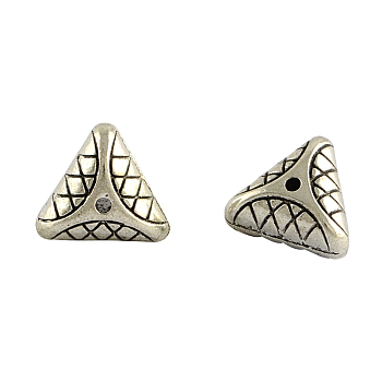 Triangle Tibetan Style Alloy Beads Spacers, Cadmium Free & Lead Free, Antique Silver, 10x11x6mm, Hole: 1mm