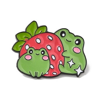 Frog Enamel Pins, Black Alloy Brooch for Backpack Clothes, Olive Drab, 23x30x1.5mm