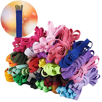 Elastic Cord, with Polyester Outside and Rubber Inside, Mixed Color, 6mm, 28colors, 2m/color, 56m/set