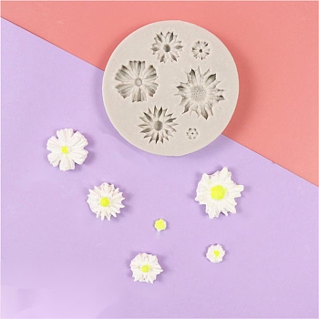 Food Grade Silicone Molds, Fondant Molds, For DIY Cake Decoration, Chocolate, Candy Mold, Flower, Antique White, 70.5x9.5mm