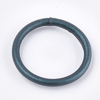 Silicone Bangles/Key Rings, Covered with PU Leather, For Bangle Keychain Making, Dark Slate Gray, 3-1/8 inch(8cm)