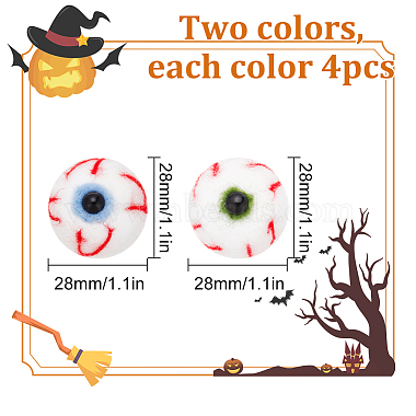 gomakerer 8pcs 2 couleurs feutre de laine artisanat globes oculaires injectés de sang(FIND-BC0004-34)-2