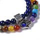 Two Loops Natural Lapis Lazuli(Dyed) & Natural/Synthetic Mixed Stone Beads Warp Stretch Bracelets(BJEW-JB04223-05)-2