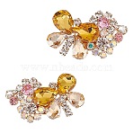 2Pcs Butterfly Alloy Glass Rhinestone Shoe Decoration, Detachable Iron Shoe Buckle Clip, Light Khaki, 32.5x55.5x12.5mm(FIND-AR0005-01E)