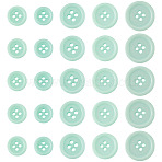 4-Hole Resin Buttons, Flat Round, Aquamarine, 11.5~25.5x2.5~3.5mm, Hole: 1.8~2.5mm(BUTT-TADJ0001-03A)