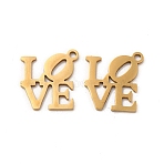 201 Stainless Steel Pendants, Word Love Charm, Golden, 18x17.8x1mm, Hole: 1.5mm(STAS-K251-060G)