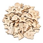 Unfinished Wooden Cutouts, Space Theme, DIY Craft Supplies, Mixed Shapes, PapayaWhip, 19.5~33x20~30.5x2.5mm, about 50pcs/bag(WD-CBACC5B-20)