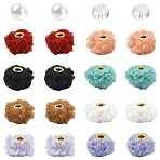 DIY Round & Rondelle Beads Finding Kits, including Cloth European Beads, ABS Plastic Imitation Pearl & Glass Beads, Mixed Color, 9.5~20x9.5~13mm, Hole: 1.5~4mm, 100pcs/set(DIY-YW0017-86)