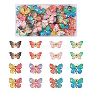 48Pcs 8 Styles Translucent Resin Pendants, Butterfly, Mixed Color, 18~25x31.5~32x4~4.5mm, Hole: 1.2mm, 6pcs/style(FIND-SW0001-27)