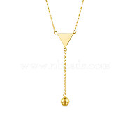 SHEGRACE 925 Sterling Silver Pendant Necklace, with S925 Stamp, Triangle and Ball, Golden, 18.11 inch(46cm)(JN740B)
