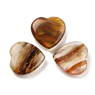 Heart Tigerskin Glass Worry Stone, Anxiety Healing Thumb Stone, 19.5~20.5x20~20.5x5.8~6.8mm(G-C134-06A-04)