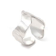 304 Stainless Steel Wave Open Cuff Ring for Women, Stainless Steel Color, Inner Diameter: US Size 6(16.5mm)(RJEW-E063-17P)