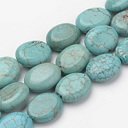 Synthetic Turquoise Beads Strands, Oval, 18~20x14~15x6~7mm, Hole: 1mm, about 22pcs/strand, 15.7 inch(X-TURQ-T001-02)