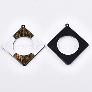 Cellulose Acetate(Resin) Big Pendants, Rhombus, Dark Goldenrod, 64x60x4mm, Hole: 2mm(KY-S157-07A)