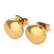 Ion Plating(IP) 304 Stainless Steel Flat Round Ear Studs for Women, Real 18K Gold Plated, 10mm(EJEW-P234-08G)