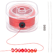 Polyester Thread, with Clasps and Lead Wire, for DIY Pearl Bracelets Jewelry Making, Red, 0.2mm, about 246.06 Yards(225m)/Roll(TOOL-WH0053-64)