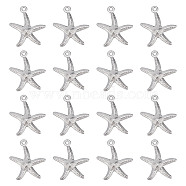 100Pcs 316 Surgical Stainless Steel Pendants, Starfish Charm, Stainless Steel Color, 18x15x2mm, Hole: 1.2mm(STAS-SC0004-45)