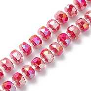 Glass Beads Strands, Faceted, Flat Round, Red, 8x5mm, Hole: 1.5mm, about 80pcs/strand, 21.26''(54cm)(GLAA-G095-05F)