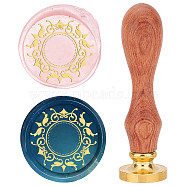 Brass Wax Seal Stamp with Rosewood Handle, for DIY Scrapbooking, Round Pattern, 25mm(AJEW-WH0412-0004)