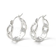 304 Stainless Steel Curb Chain Chunky Hoop Earrings for Women, Stainless Steel Color, 22x20.5x7mm, Pin: 0.7mm(EJEW-P197-05P)