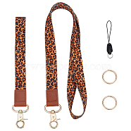 Adjustable Mobile Phone Lanyard, Cute Polyester Shoulder Neck Strap, Wrist Strap, 2 Key Rings and Detachable Mobile Phone Strap, Leopard Print Pattern, 510~512x20x1mm(AJEW-WH0324-39D)