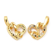 Brass Micro Pave Cubic Zirconia Pendants, Heart, Real 18K Gold Plated, 16x11x5mm, Hole: 4.5x2.5mm(KK-P236-07G)