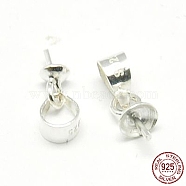 925 Sterling Silver Pendant Bails, for Half Drilled Beads, 6.5x3mm, Hole: 3mm, Pin: 0.6mm(STER-A037-5)