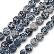 Natural Weathered Agate Bead Strands, Frosted, Dyed, Round, Gray, 7.5~8mm, Hole: 1.2~1.4mm, about 49pcs/strand, 15.5 inch(G-S237-8mm-05)