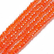 Electroplate Glass Beads Strands, AB Color Plated, Faceted Rondelle, Orange Red, 3x2mm, Hole: 0.5mm, about 165~170pcs/strand, 16.7 inch(EGLA-R048-2mm-21)