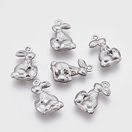 304 Stainless Steel Bunny Pendants, Rabbit, Stainless Steel Color, 17.5x10.5x3mm, Hole: 1mm(STAS-P208-23P)
