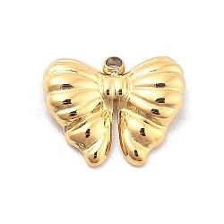 Ion Plating(IP) 304 Stainless Steel Charms, Bowknot, Real 14K Gold Plated, 9.5x11.5x2.5mm, Hole: 1mm(STAS-P379-26A-G)