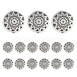 60Pcs Tibetan Style Alloy Beads, Flat Round with Sun Pattern, Antique Silver, 12.5x12.5x3.5mm, Hole: 1.2mm(TIBE-DC0001-03)
