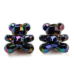 UV Plating Acrylic Faceted Beads, AB Color Plated, Iridescent Bear, Black, 18.5x17x12mm, Hole: 2.2mm(X-MACR-D024-05B)