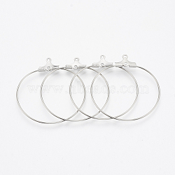 Tarnish Resistant 304 Stainless Steel Pendants, Hoop Earring Findings, Stainless Steel Color, 34x31x1.5mm, 20 Gauge, Hole: 1mm, Pin: 0.8mm(STAS-T031-20-30mm)