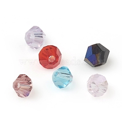 Electroplate Glass Beads, AB Color Plated, Faceted, Bicone, Mixed Color, 3x3mm, Hole: 0.8mm(RGLA-F063-A-MO)
