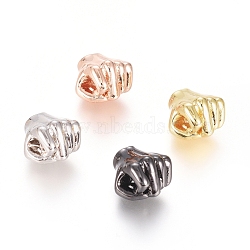 Brass Beads, Long-Lasting Plated, Fist, Mixed Color, 8.5x8.5x6.5mm, Hole: 1.8mm(KK-G389-39)
