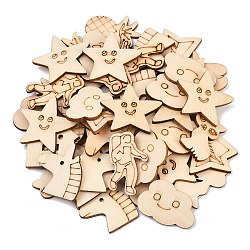 Unfinished Wooden Cutouts, Space Theme, DIY Craft Supplies, Mixed Shapes, PapayaWhip, 19.5~33x20~30.5x2.5mm, about 50pcs/bag(WD-CBACC5B-20)