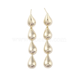 Brass Pendants Stud Earrings, Teardrop, Golden, 65x10mm(EJEW-B046-09G)