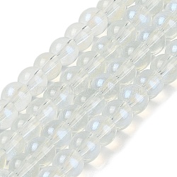 Glass Bead Strands, with Glitter Powder, Round, White, 8x7.5mm, Hole: 1mm, about 105pcs/strand, 31.02''(78.8cm)(X-GLAA-K068-01B-11)