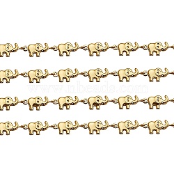 1M Brass Elephant Link Chains, for Jewelry Making, Long-Lasting Plated, Unwelded, Light Gold, 6.5x15x2.5mm(CHC-SZ0001-50)