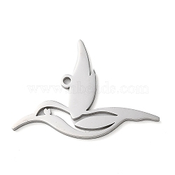 304 Stainless Steel Pendants, Bird Charms, Stainless Steel Color, 25x19.5x1.5mm, Hole: 1.6mm(STAS-R116-02P)
